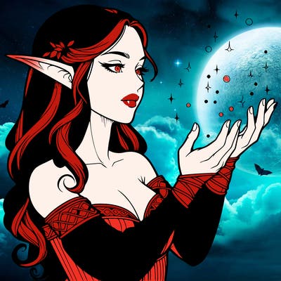 realistic elf girl doing magic