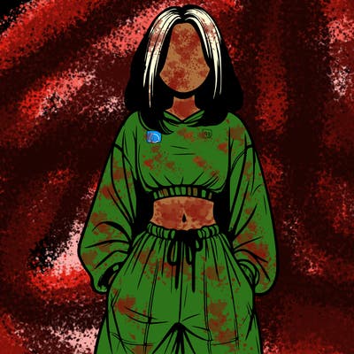 realistic girl faceless with baggy pants and a crop top