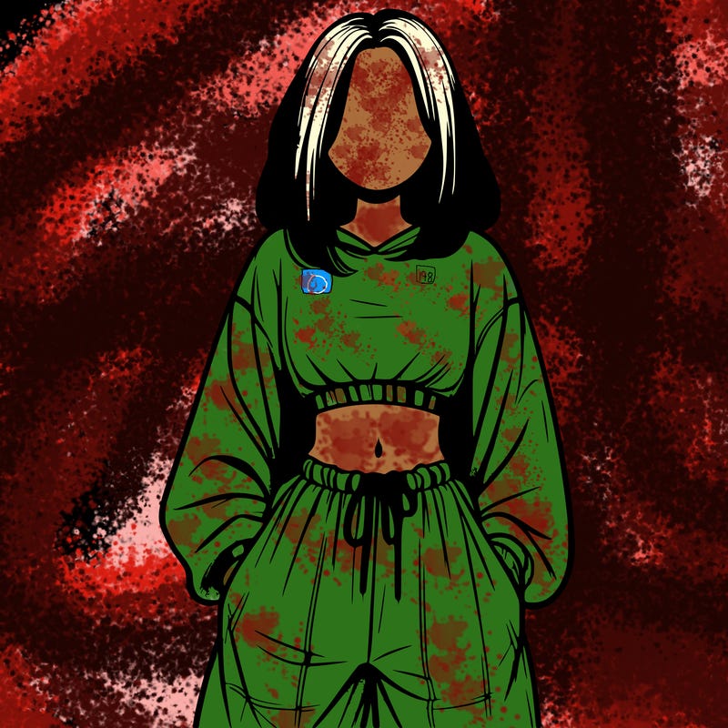 realistic girl faceless with baggy pants and a crop top