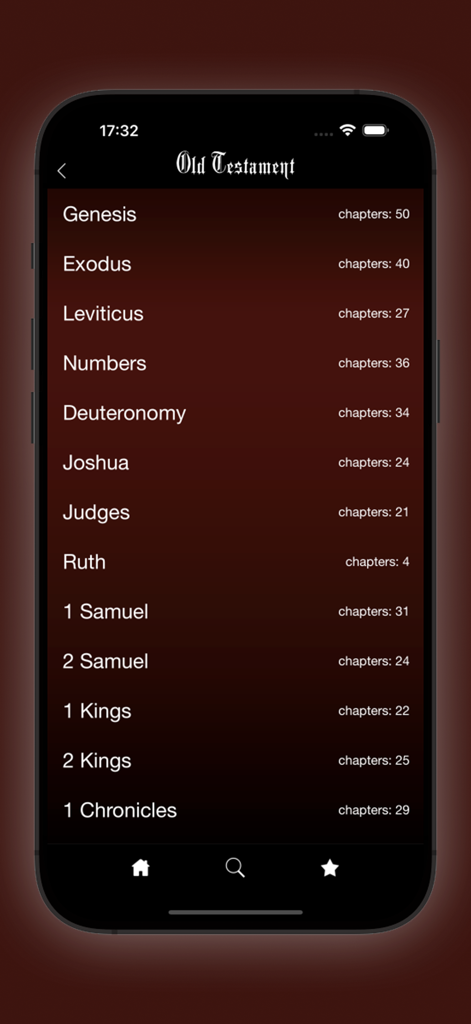 Young's Literal Bible (YLT) - Tabla de contenidos que muestra libros del Antiguo Testamento como Génesis y Éxodo con recuento de capítulos en la aplicación Biblia Literal de Young.