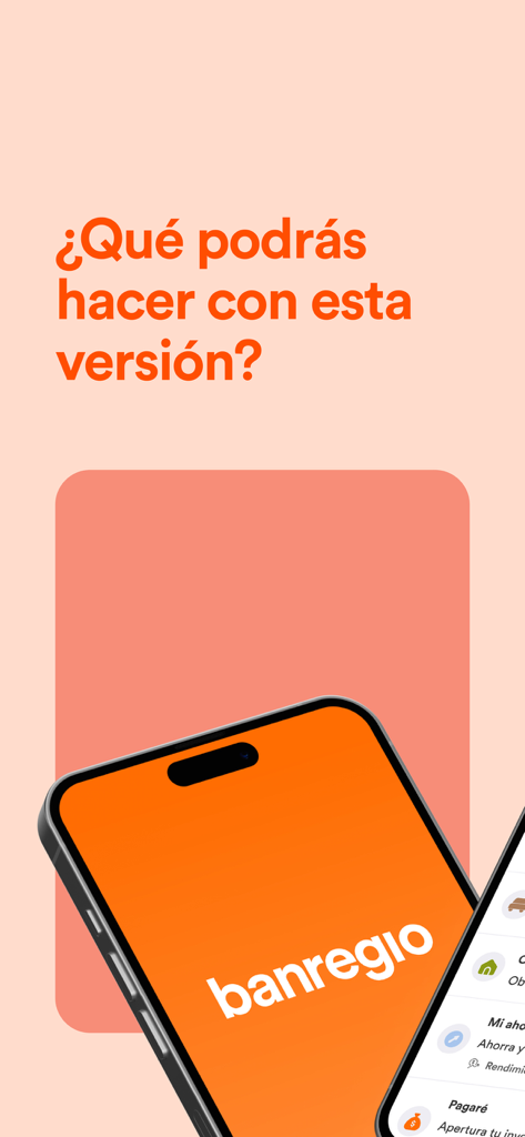 Banregio - Pantalla de bienvenida de la app bancaria Banregio con el logo en un smartphone