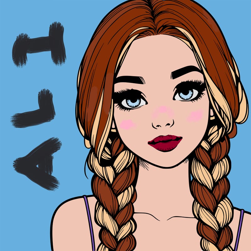 realistic girl with braids