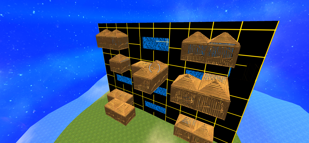 BuildNow GG - Building Shooter - Wooden structures built on a grid wall in BuildNow GG building shooter