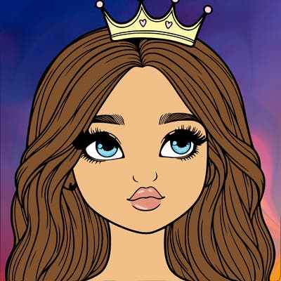 a realistic girl with a crown on
