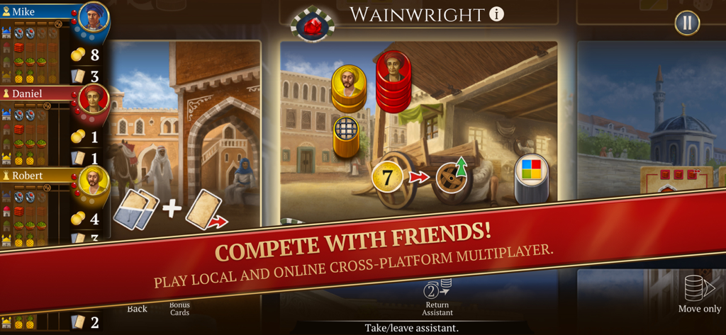 Istanbul Digital Edition gameplay showing the multiplayer feature banner