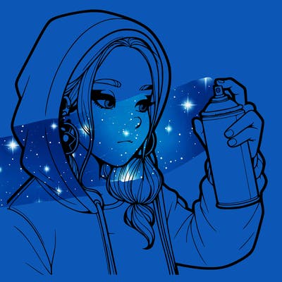 a realistic girl, spray painting