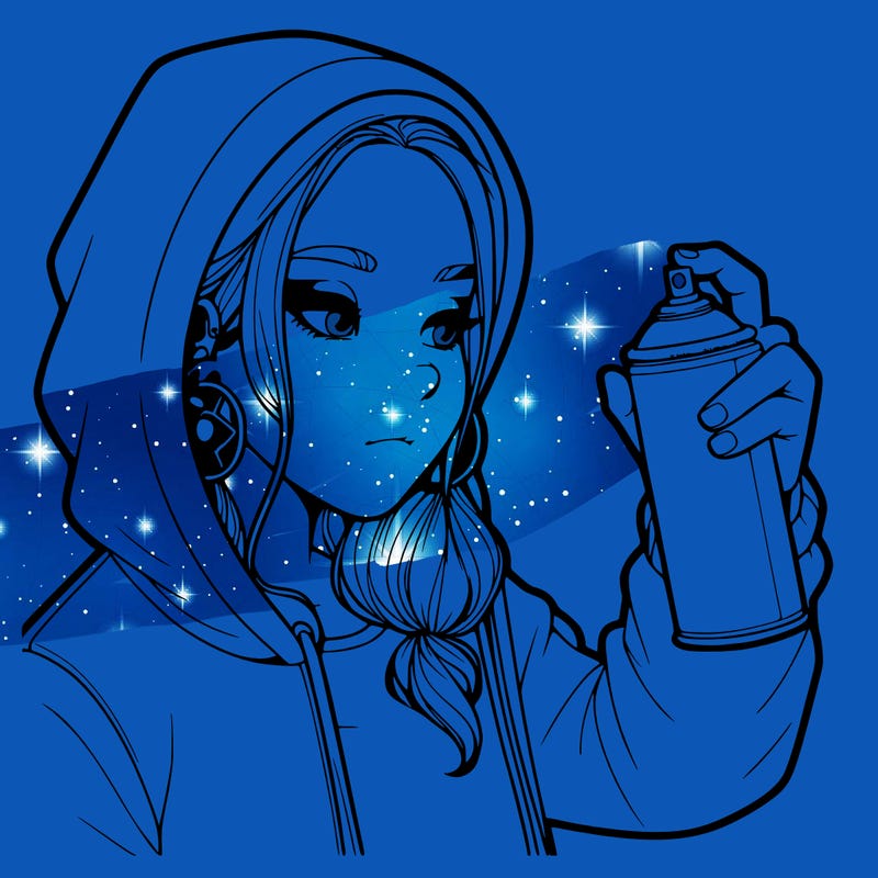 a realistic girl, spray painting