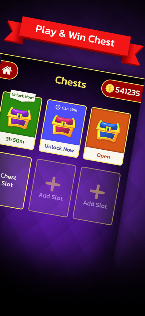 Ludo Master app screen showing unlockable reward chests and coin balance