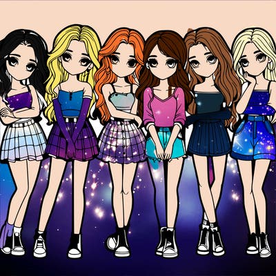 a group of girls realistic