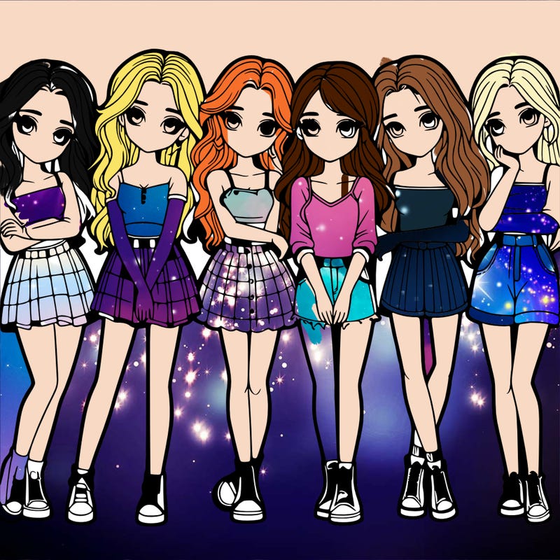 a group of girls realistic