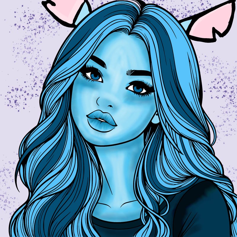 realistic girl with hair on her hair and lips