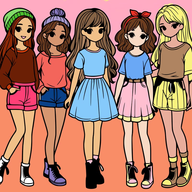 a group of five girls