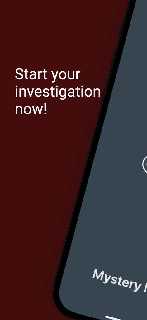 Start your investigation prompt in the Mystery Masters Card Game mobile app