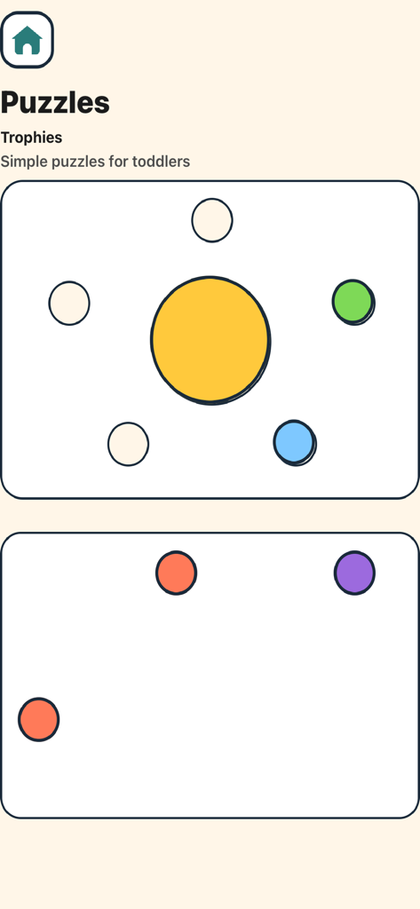 MiniKids Ultimate - Juego de rompecabezas de círculos simple para niños pequeños con diseño minimalista.