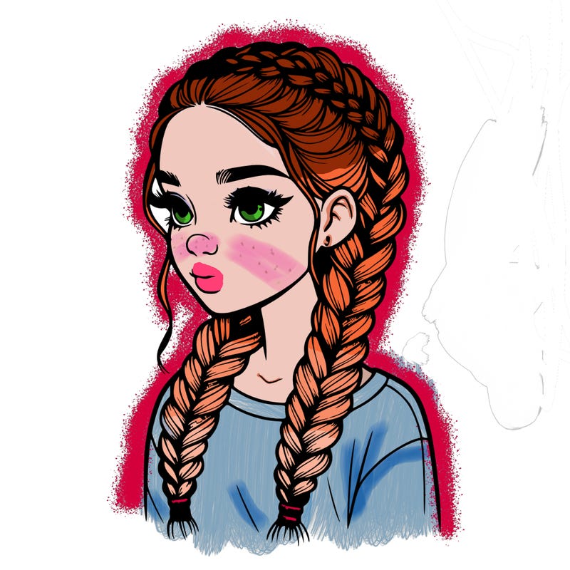 realistic girl with braids
