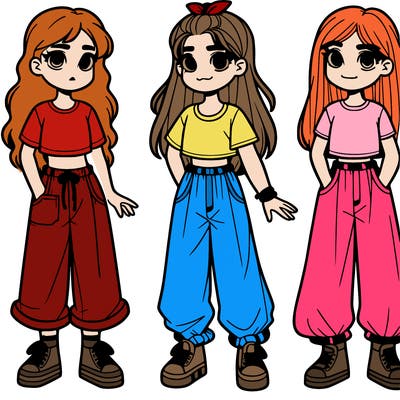 girl teenager with a top and baggy pants