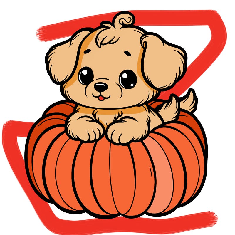 cute little puppy in a pumpkin