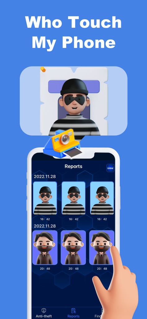 WTMP - Who unlocked my phone? - WTMP app reports screen showing photos of people who attempted to access the phone