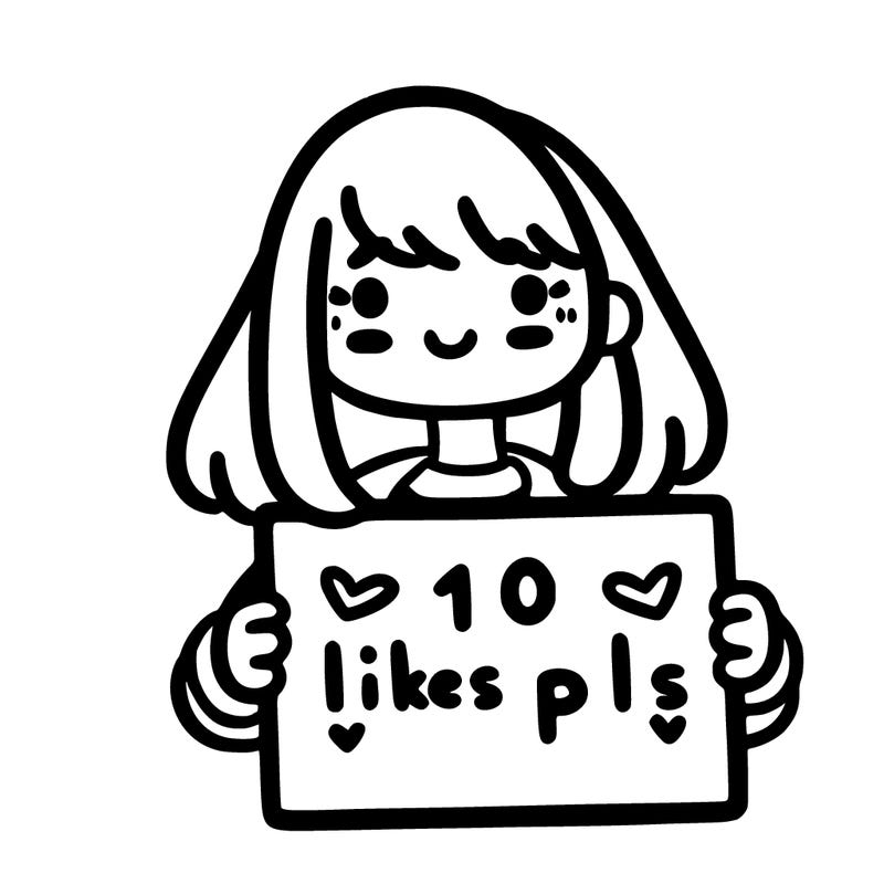 girl holding a sign that says 10 likes pls