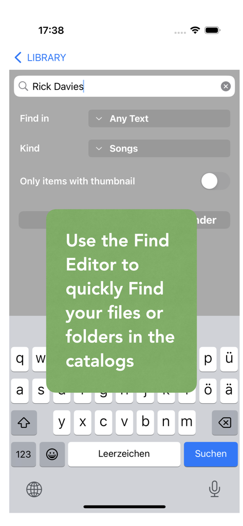 NeoFinder - NeoFinder app search interface with filters to quickly find files and folders in digital catalogs
