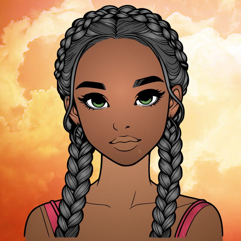 realistic girl with braids