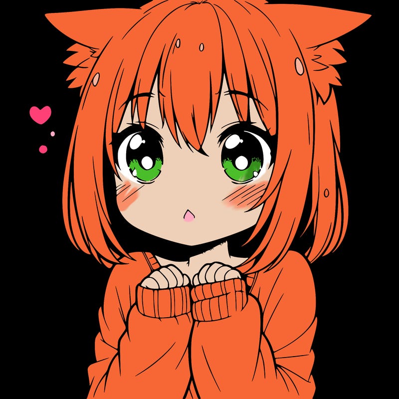 shy anime catgirl