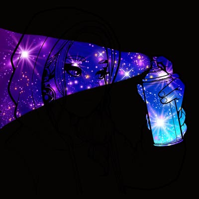 a realistic girl, spray painting