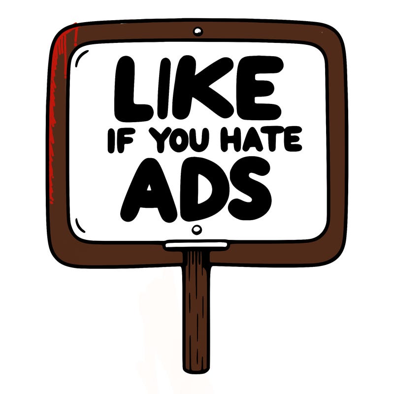 a sign that says like if you hate ads