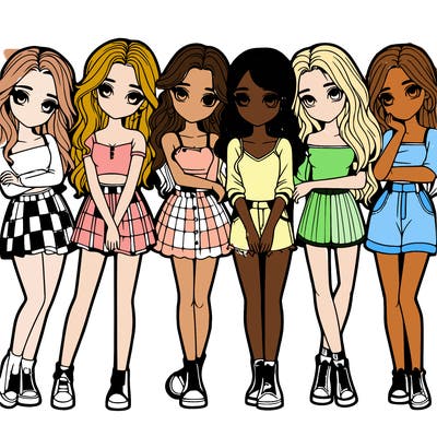 a group of girls realistic