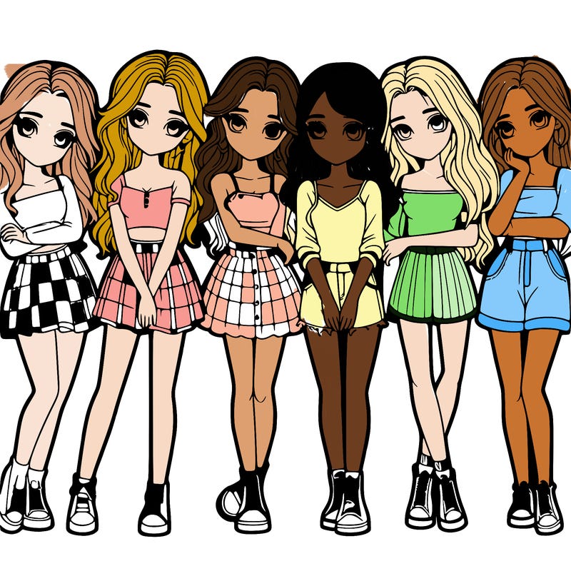 a group of girls realistic