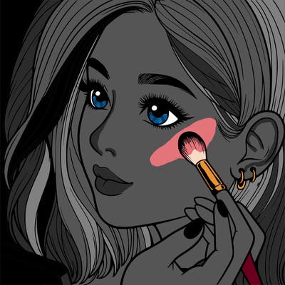 a realistic girl doing her makeup