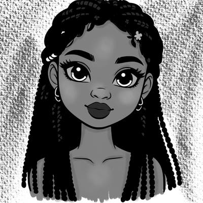 a realistic black girl with braids