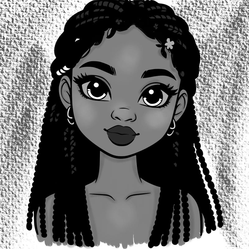 a realistic black girl with braids