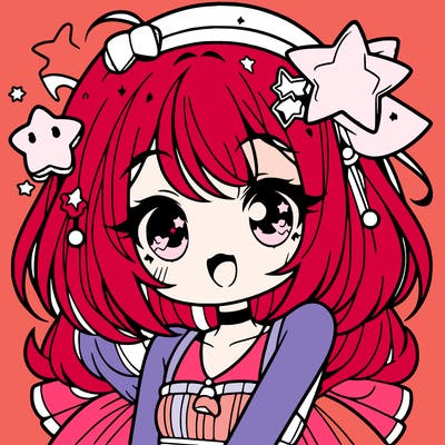 cute anime girl with star accessories