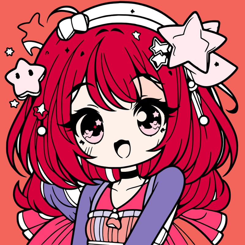 cute anime girl with star accessories