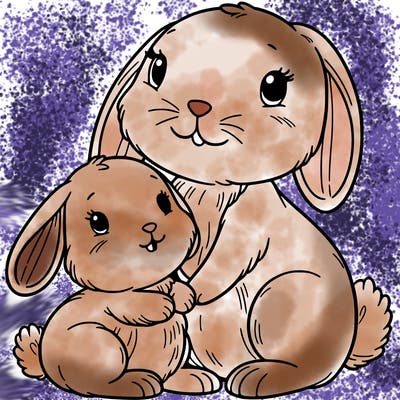 baby bunny with mama bunny