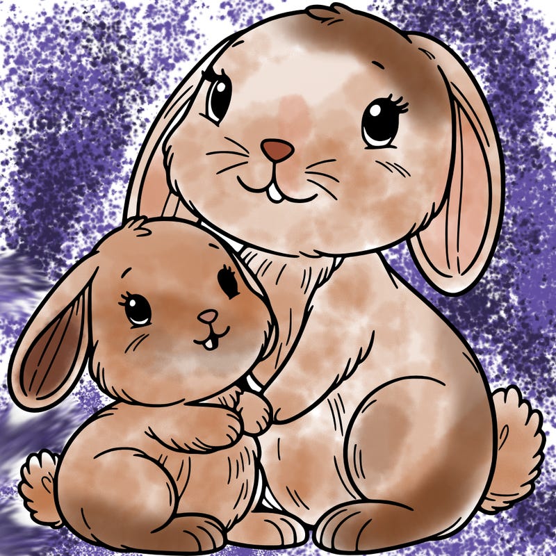 baby bunny with mama bunny