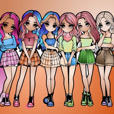 a group of girls realistic