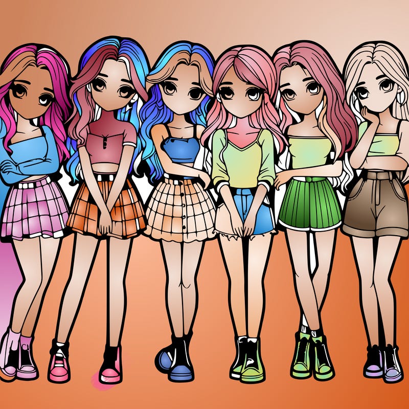 a group of girls realistic