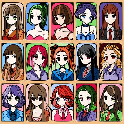 girls that look diffrent anime