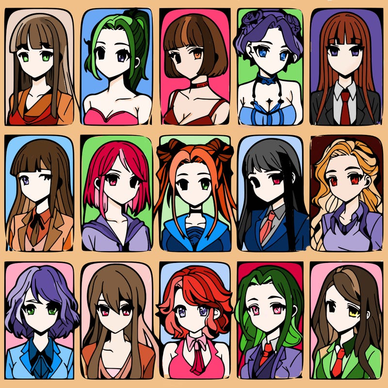 girls that look diffrent anime