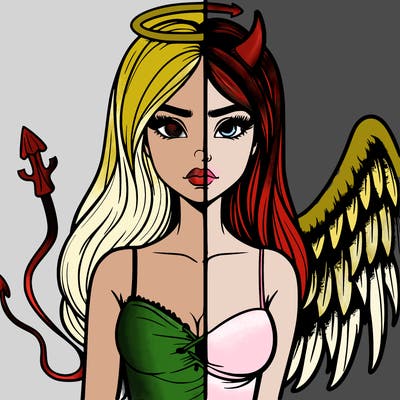 devil vs angel realistic girl