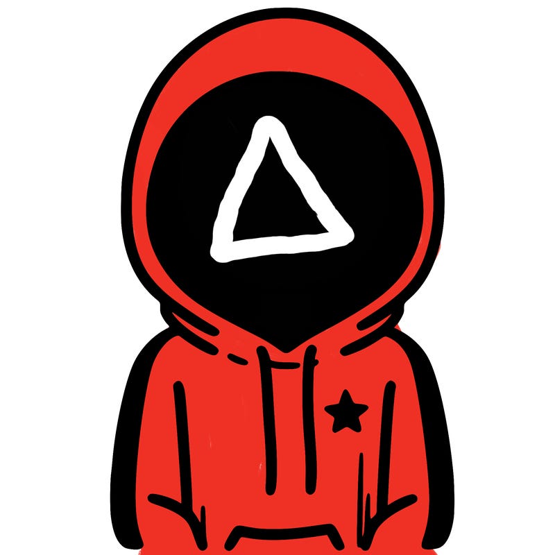 a person with non face waering a hoodie with a small star symbol on the hoodie