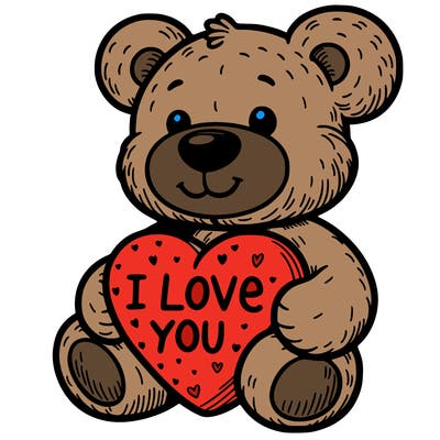teddy bear holding an i love you heart