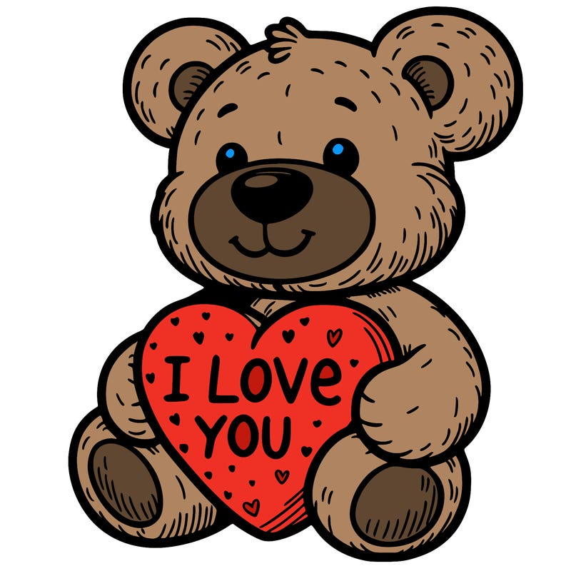 teddy bear holding an i love you heart