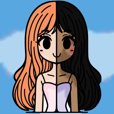 split girl with long hair