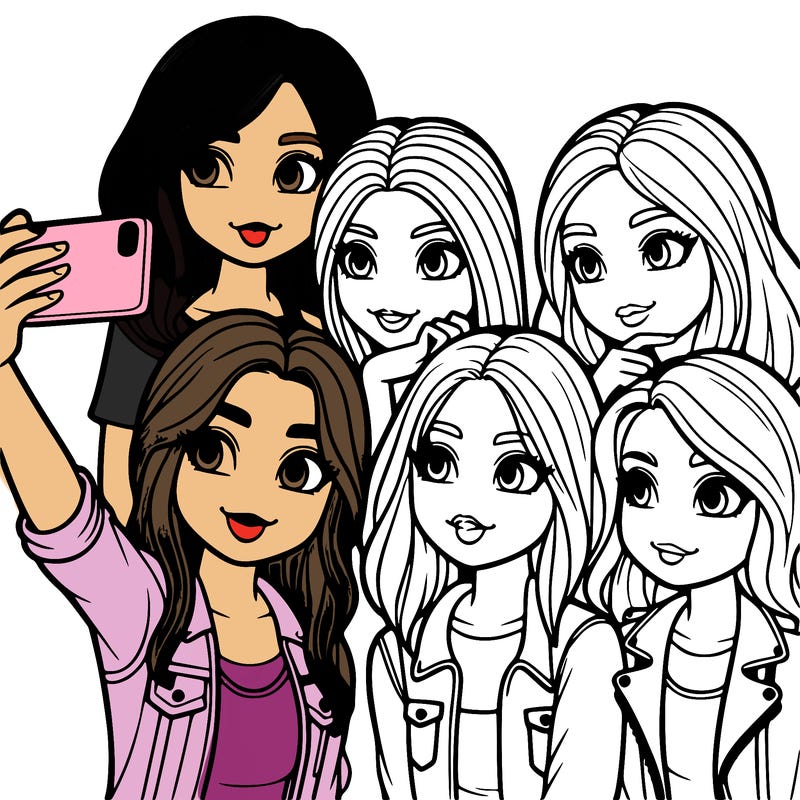 group of girls taking a selfie