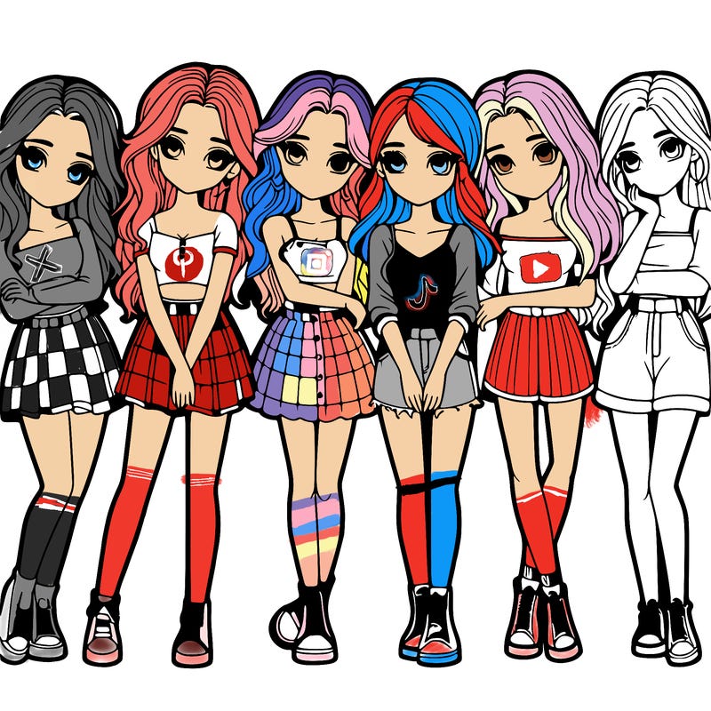 a group of girls realistic