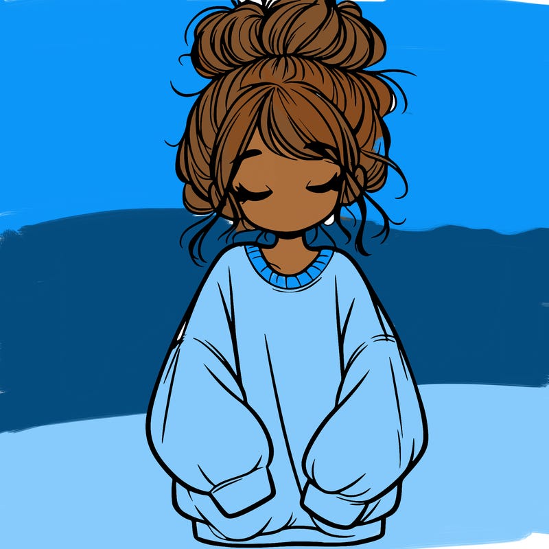 girl with baggy sweatshirt and messy bun