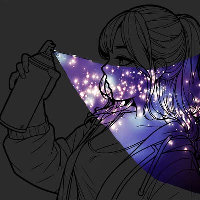 a realistic girl spray, painting